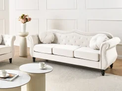 Divano 3 posti SKIEN Velluto Beige chiaro