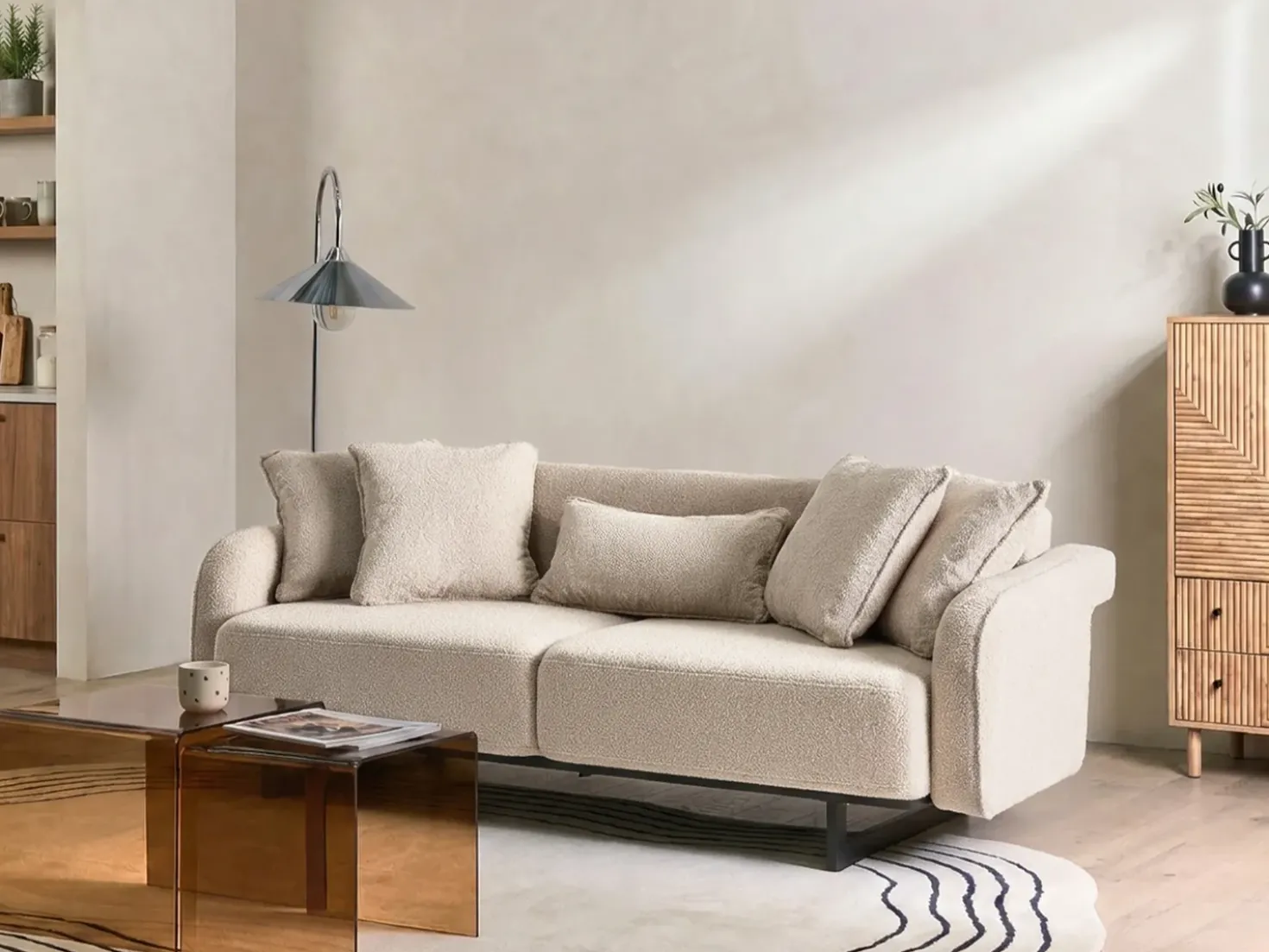 Divano 3 posti SVANEK Bouclé Beige