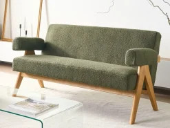 Divano 2 posti TAMRE Bouclé Verde/Marrone chiaro