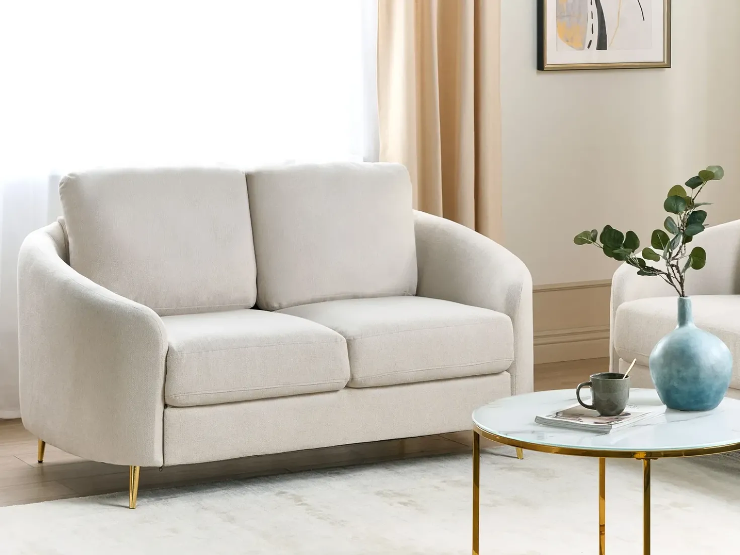 Divano 2 posti TROSA Tessuto Beige chiaro