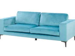 Divano 3 posti VADSTENA Velluto Azzurro