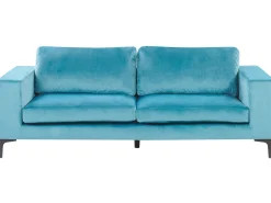 Divano 3 posti VADSTENA Velluto Azzurro