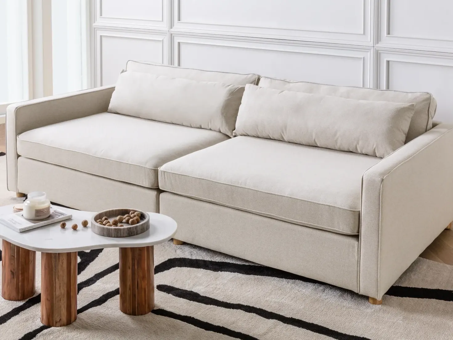 Divano 3 posti VINSTRA Tessuto Beige