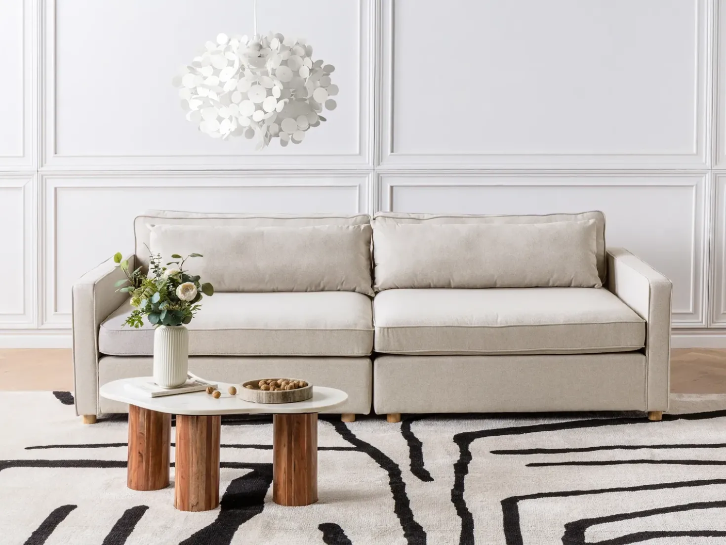 Divano 3 posti VINSTRA Tessuto Beige