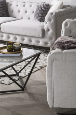 Divano 2 posti VISSLAND Tessuto Beige chiaro