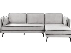 Divano angolare 3 posti ALTAN Velluto Grigio chiaro Lato Sinistro