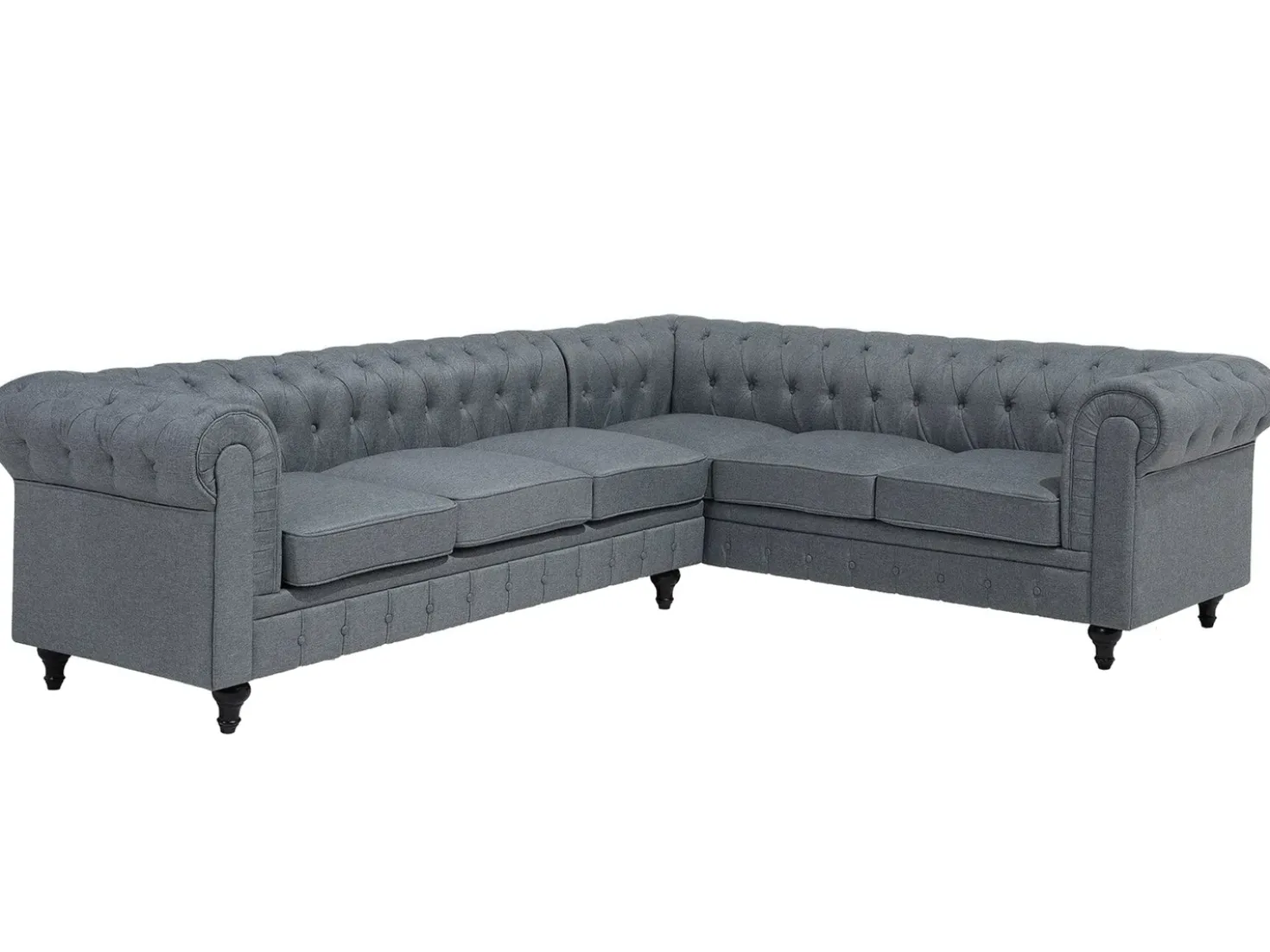 Divano angolare 6 posti CHESTERFIELD Tessuto Grigio Lato Sinistro
