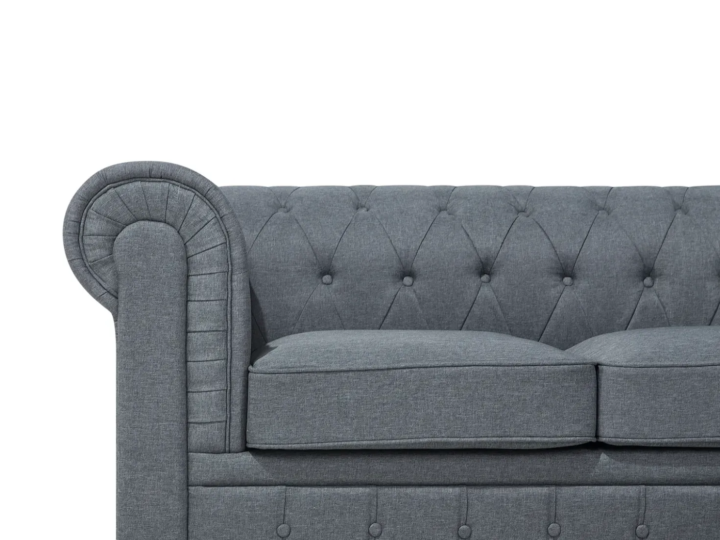 Divano angolare 6 posti CHESTERFIELD Tessuto Grigio Lato Sinistro