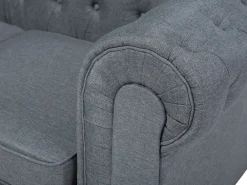 Divano angolare 6 posti CHESTERFIELD Tessuto Grigio Lato Sinistro