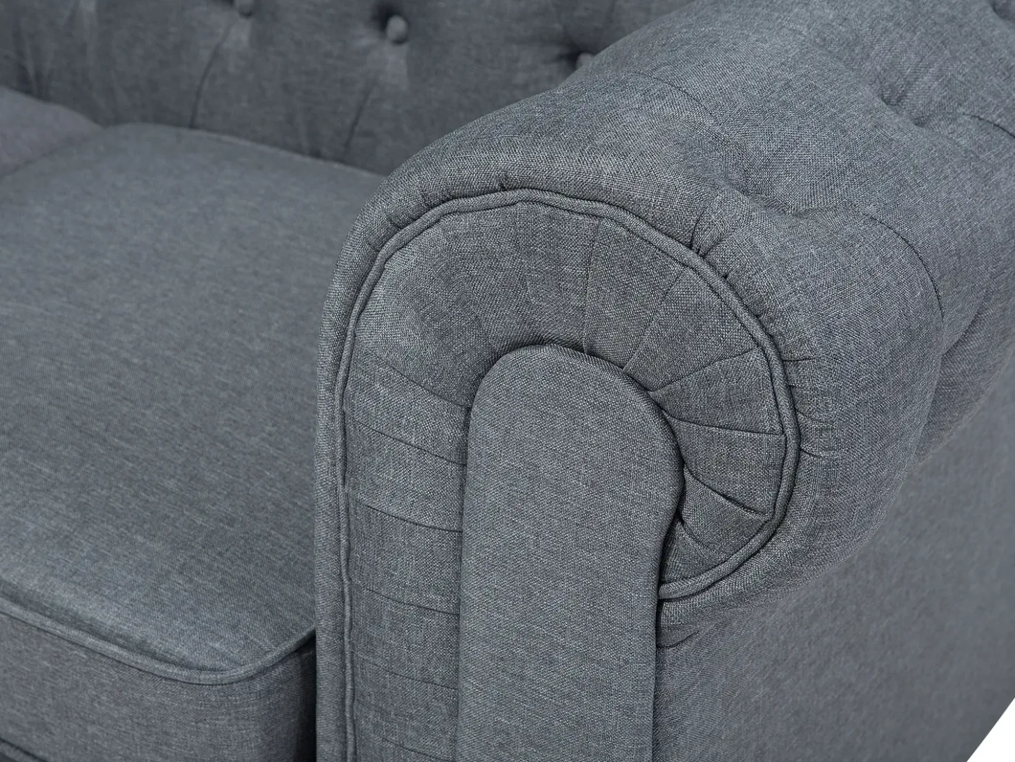 Divano angolare 6 posti CHESTERFIELD Tessuto Grigio Lato Sinistro