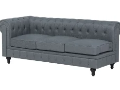 Divano angolare 6 posti CHESTERFIELD Tessuto Grigio Lato Sinistro