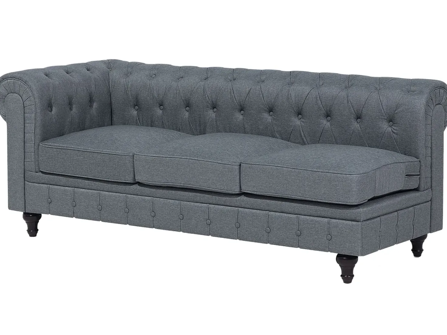 Divano angolare 6 posti CHESTERFIELD Tessuto Grigio Lato Sinistro