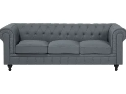 Divano angolare 6 posti CHESTERFIELD Tessuto Grigio Lato Sinistro