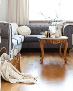 Divano angolare 6 posti CHESTERFIELD Tessuto Grigio Lato Sinistro