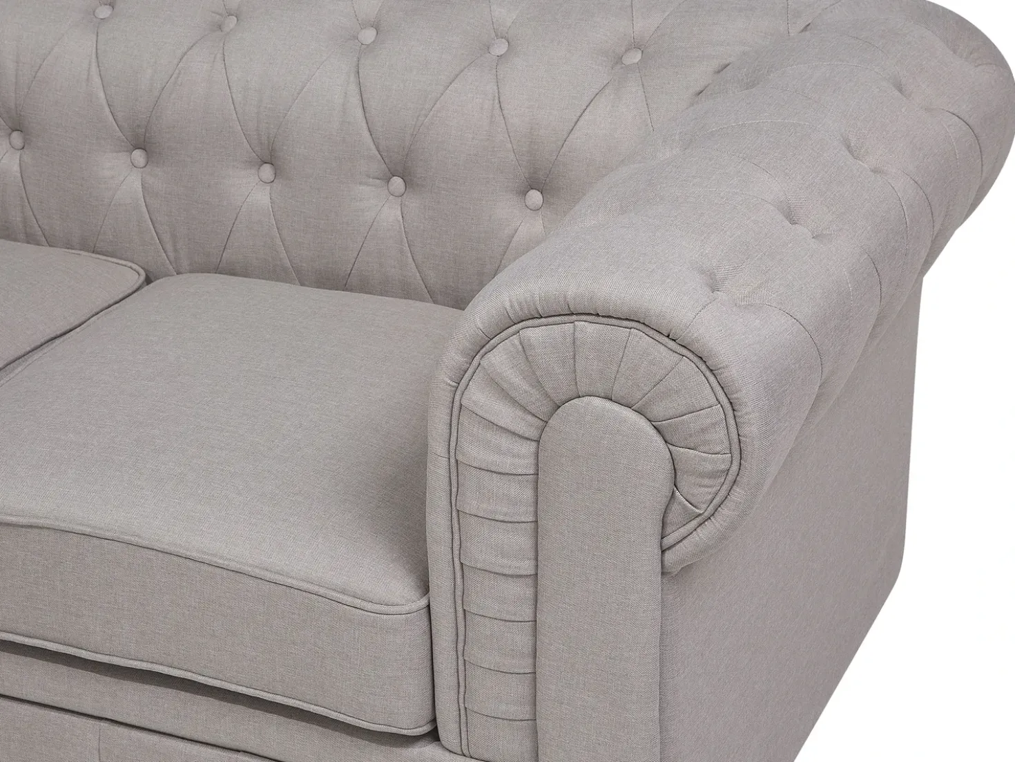 Divano angolare 6 posti CHESTERFIELD Tessuto Beige Lato destro