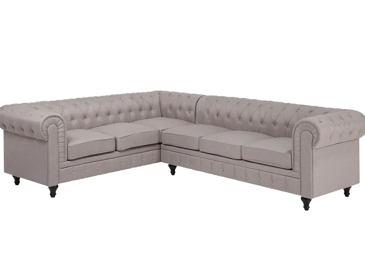 Divano angolare 6 posti CHESTERFIELD Tessuto Beige Lato destro