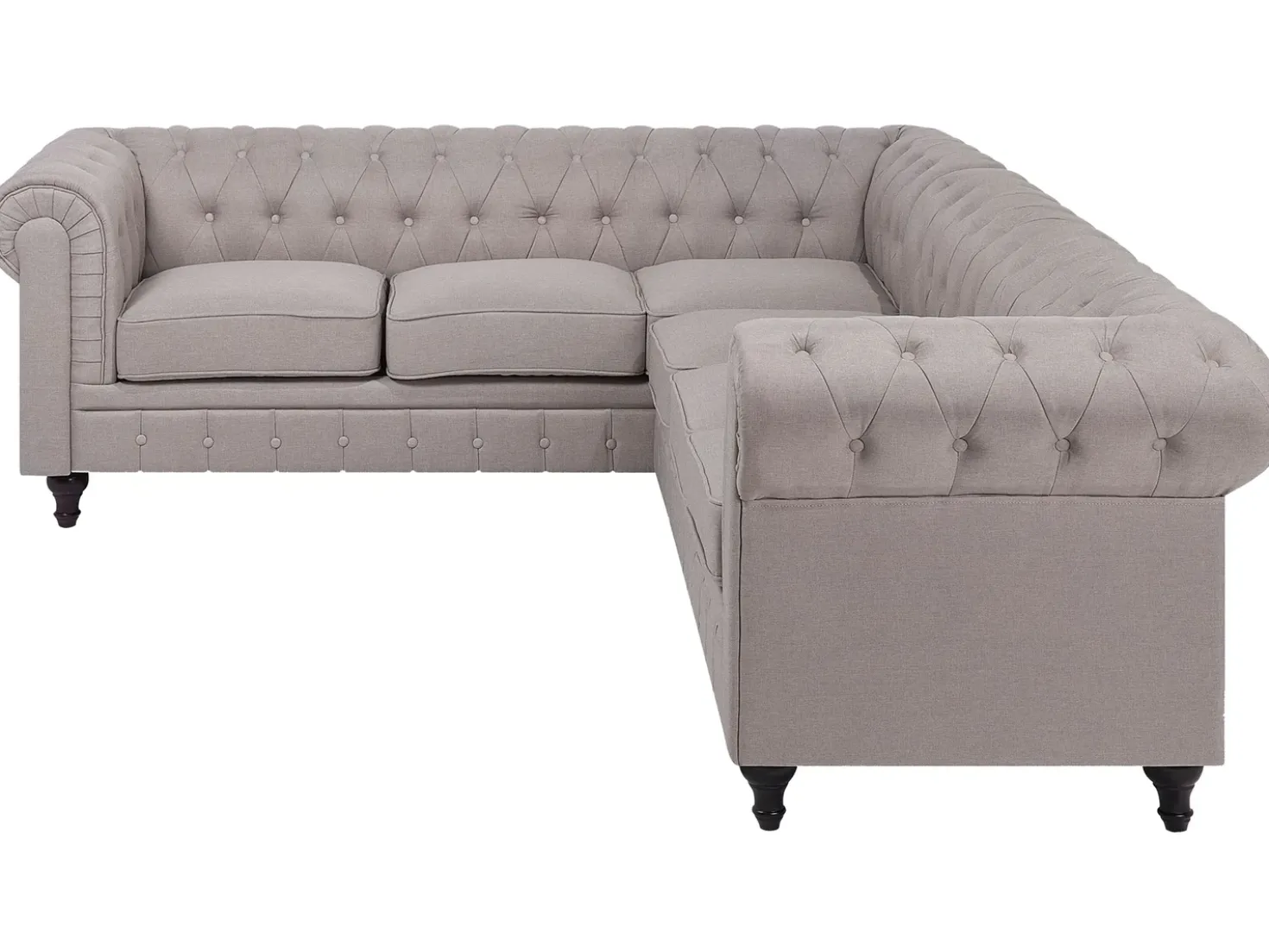Divano angolare 6 posti CHESTERFIELD Tessuto Beige Lato destro