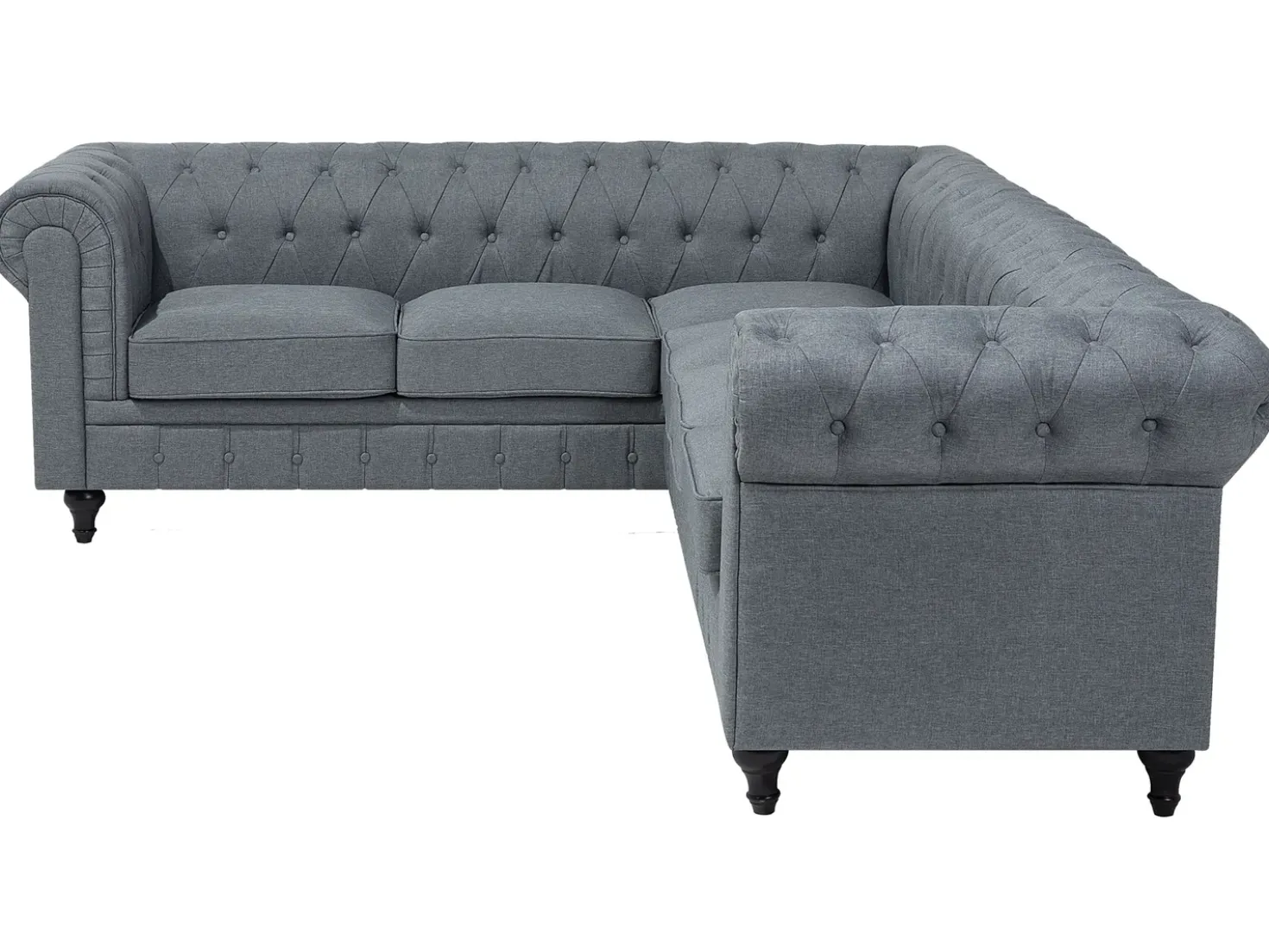 Divano angolare 6 posti CHESTERFIELD Tessuto Grigio Lato destro