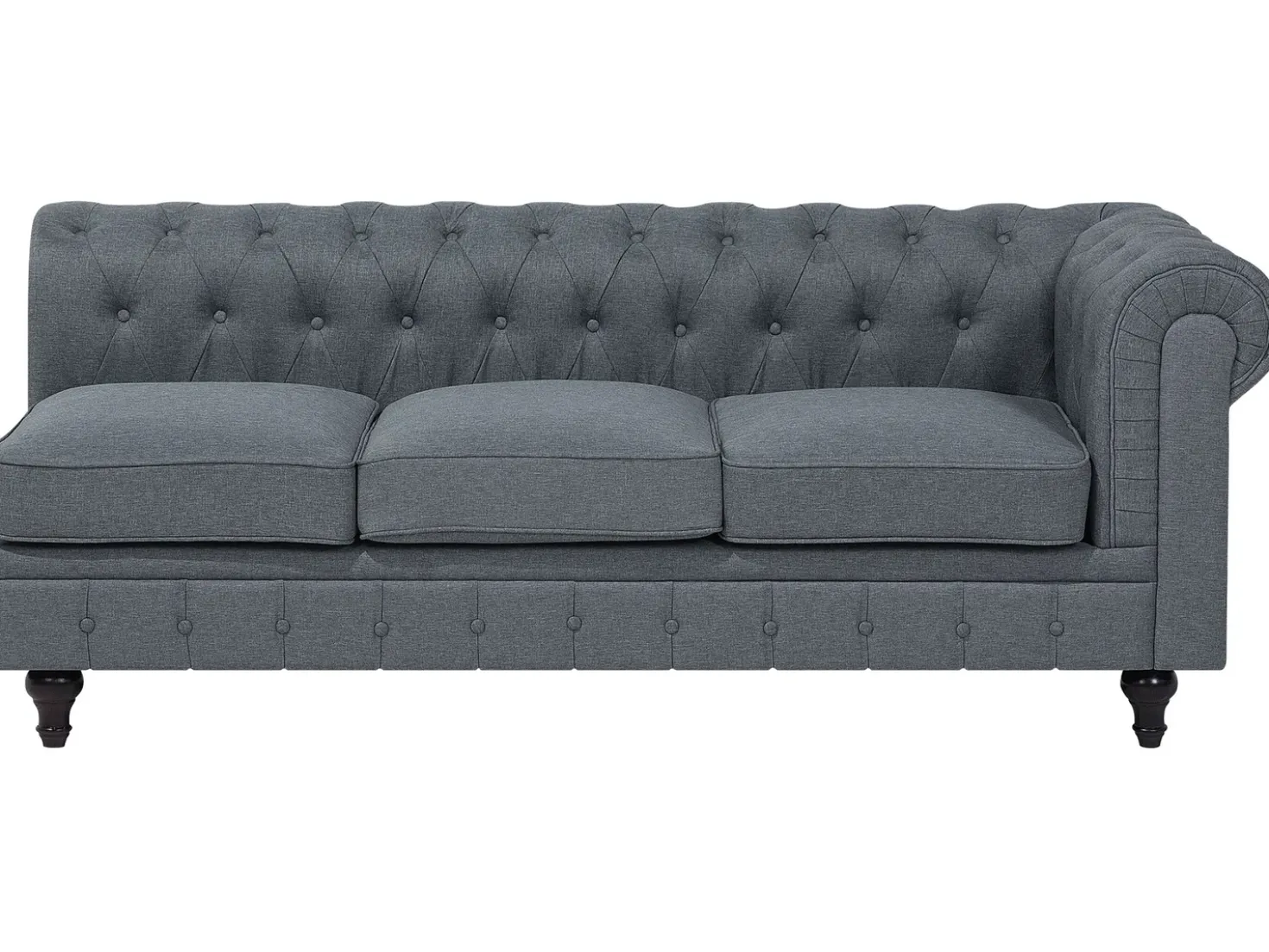 Divano angolare 6 posti CHESTERFIELD Tessuto Grigio Lato destro