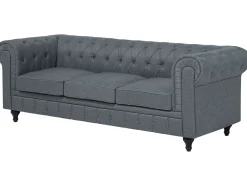 Divano angolare 6 posti CHESTERFIELD Tessuto Grigio Lato destro