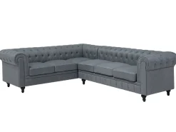 Divano angolare 6 posti CHESTERFIELD Tessuto Grigio Lato destro