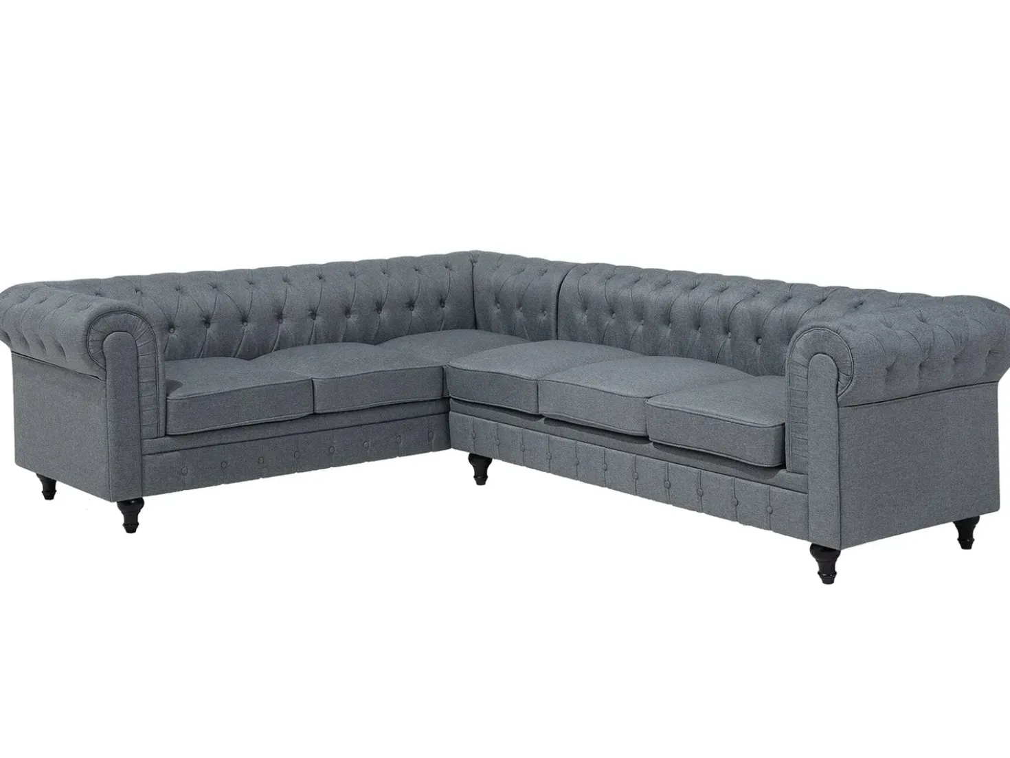 Divano angolare 6 posti CHESTERFIELD Tessuto Grigio Lato destro