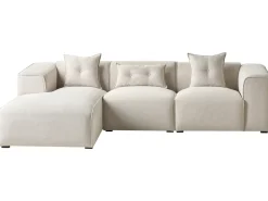 Divano angolare 3 posti DOLVA Tessuto Beige chiaro Lato destro