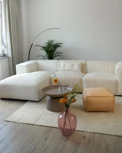 Divano angolare 3 posti DOLVA Velluto a coste Bianco sporco Lato destro