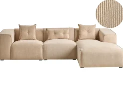 Divano angolare 3 posti DOLVA Velluto a coste Beige Lato Sinistro