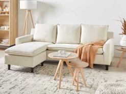 Divano angolare 3 posti ELVENES Tessuto Beige chiaro Lato destro