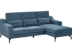 Divano angolare 4 posti GLOSLI Tessuto Blu marino Lato Sinistro