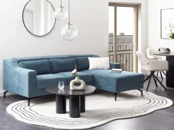 Divano angolare 4 posti GLOSLI Tessuto Blu marino Lato Sinistro