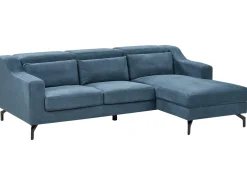 Divano angolare 4 posti GLOSLI Tessuto Blu marino Lato Sinistro