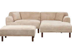 Divano angolare 3 posti HOLT Tessuto Beige con ottomana Lato Sinistro