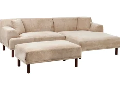 Divano angolare 3 posti HOLT Tessuto Beige con ottomana Lato Sinistro