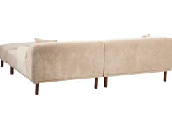 Divano angolare 3 posti HOLT Tessuto Beige con ottomana Lato Sinistro