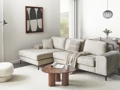 Divano angolare 4 posti KIRUNA Velluto Beige chiaro Lato destro