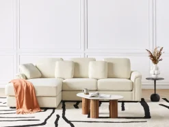Divano angolare 4 posti KOHLO Tessuto Beige chiaro Lato destro