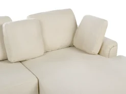 Divano angolare 4 posti KOHLO Tessuto Beige chiaro con ottomana Lato Sinistro