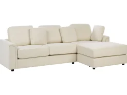 Divano angolare 4 posti KOHLO Tessuto Beige chiaro con ottomana Lato Sinistro
