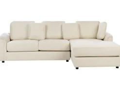 Divano angolare 4 posti KOHLO Tessuto Beige chiaro con ottomana Lato Sinistro