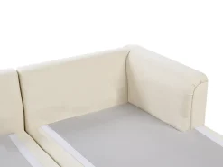 Divano angolare 4 posti KOHLO Tessuto Beige chiaro con ottomana Lato Sinistro