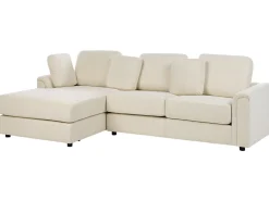 Divano angolare 4 posti KOHLO Tessuto Beige chiaro con ottomana Lato destro