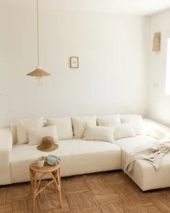 Divano angolare 4 posti LUNGO Bouclé Bianco Lato Sinistro