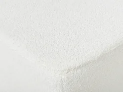 Divano angolare 4 posti LUNGO Bouclé Bianco con ottomana Lato destro