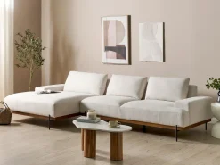 Divano angolare 4 posti MARIFERD Tessuto Beige chiaro Lato destro