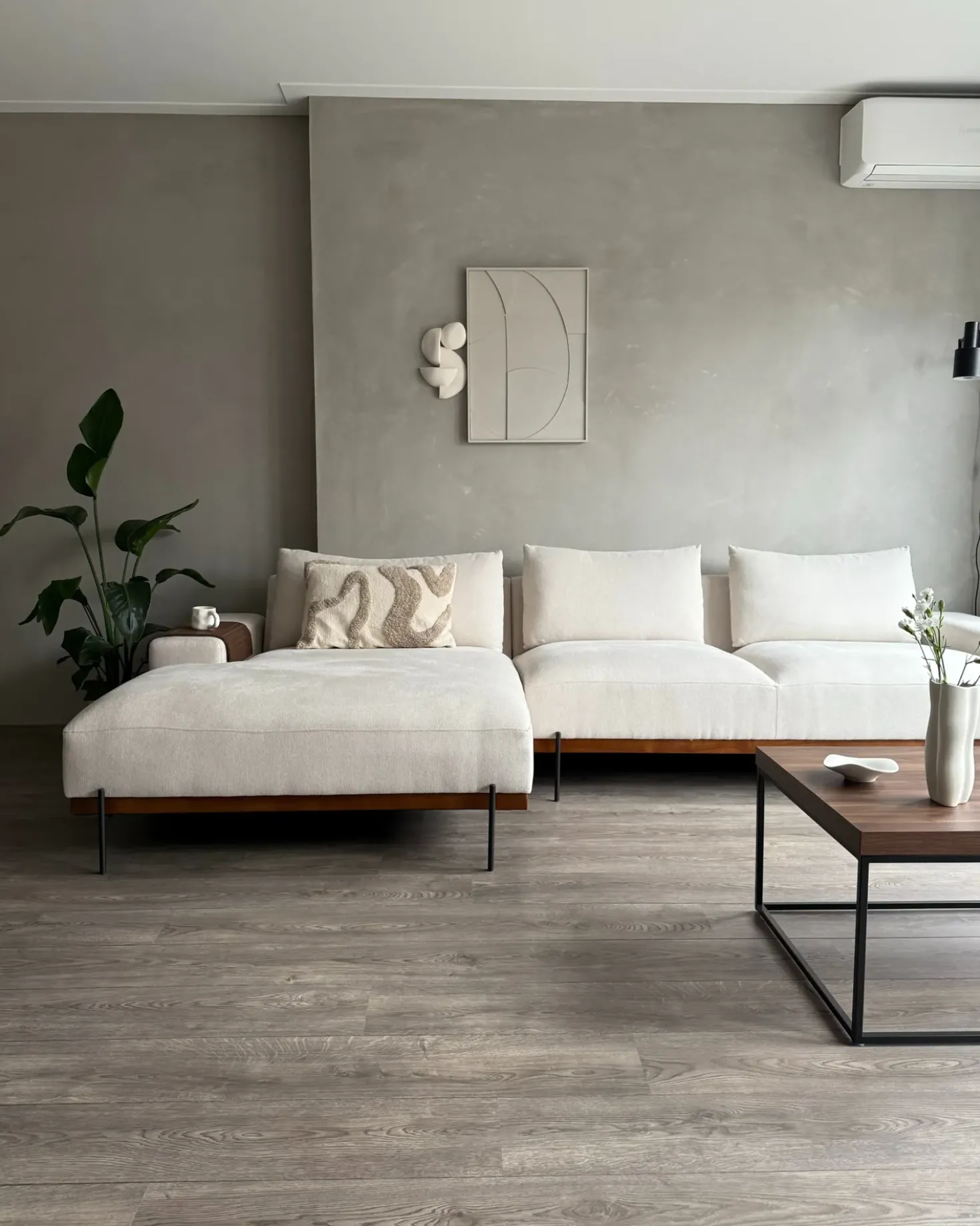Divano angolare 4 posti MARIFERD Tessuto Beige chiaro Lato destro