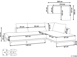 Divano angolare 3 posti MYKEN Tessuto Grigio chiaro Lato Sinistro