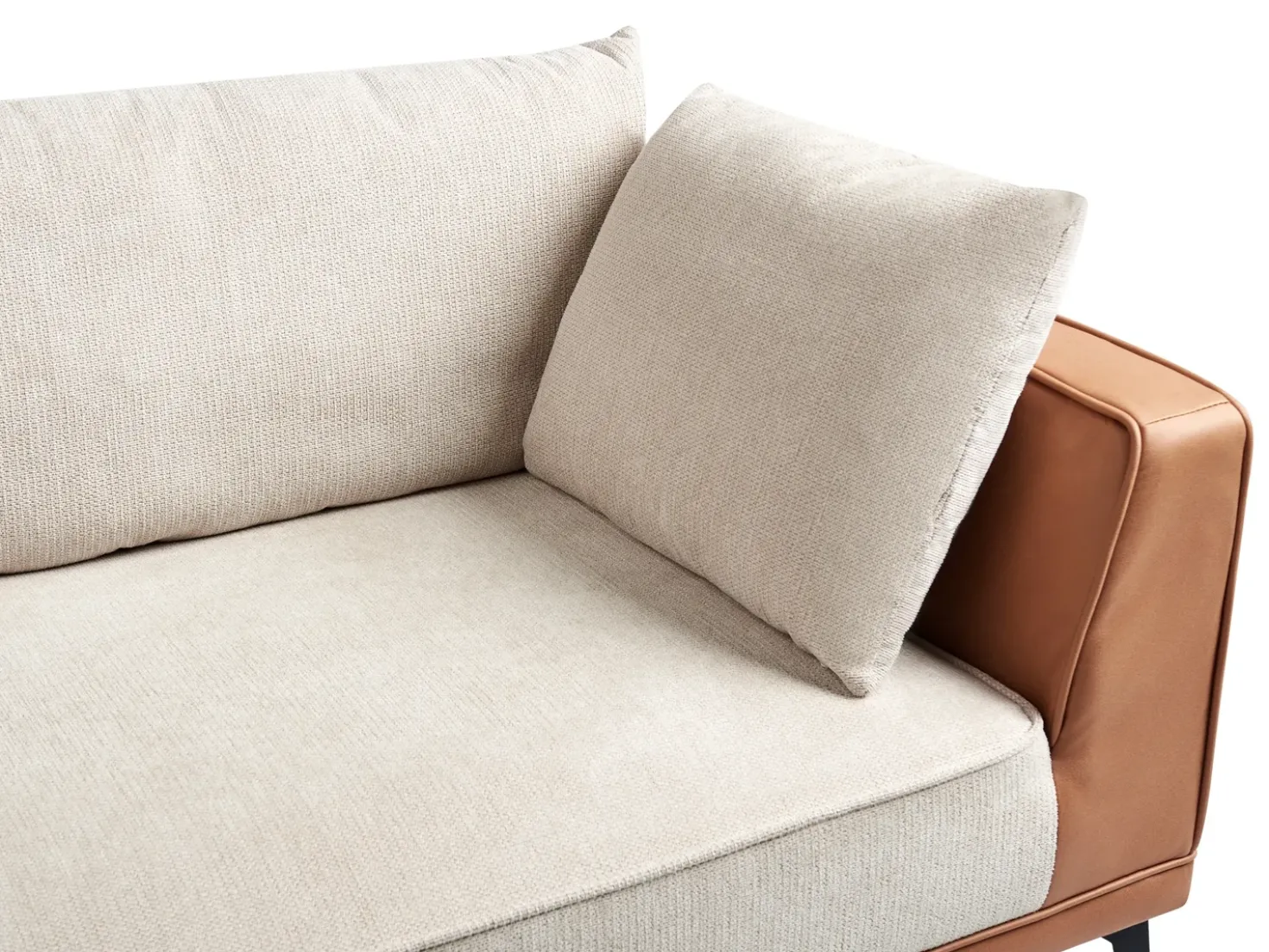 Divano angolare 3 posti MYKEN Tessuto Beige chiaro Lato destro