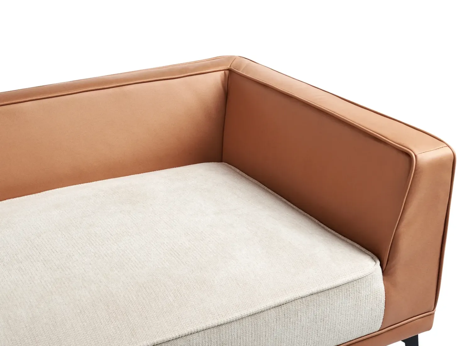 Divano angolare 3 posti MYKEN Tessuto Beige chiaro Lato destro